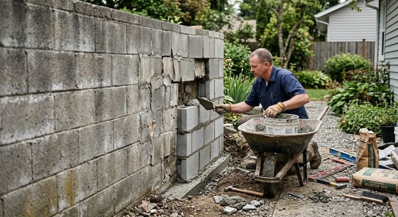 Cinder Block Wall Repair in Contra Costa County, CA